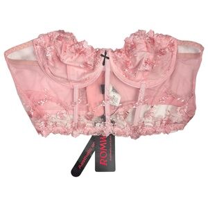 Romwe Pink Lace Corset Bustier Top Sz 12 NWT Coquette